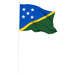 Vector illustration of wavy Solomon Islands flag on transparent background