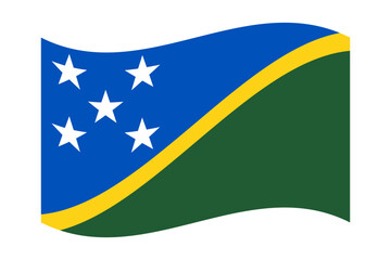 Vector illustration of wavy Solomon Islands flag on transparent background