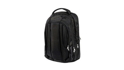 Black backpack isolated on white background. Backpack for school and travel.