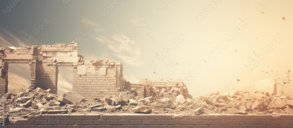 Leinwandbilder Background design featuring abstract blur of building ruins with copy space image.