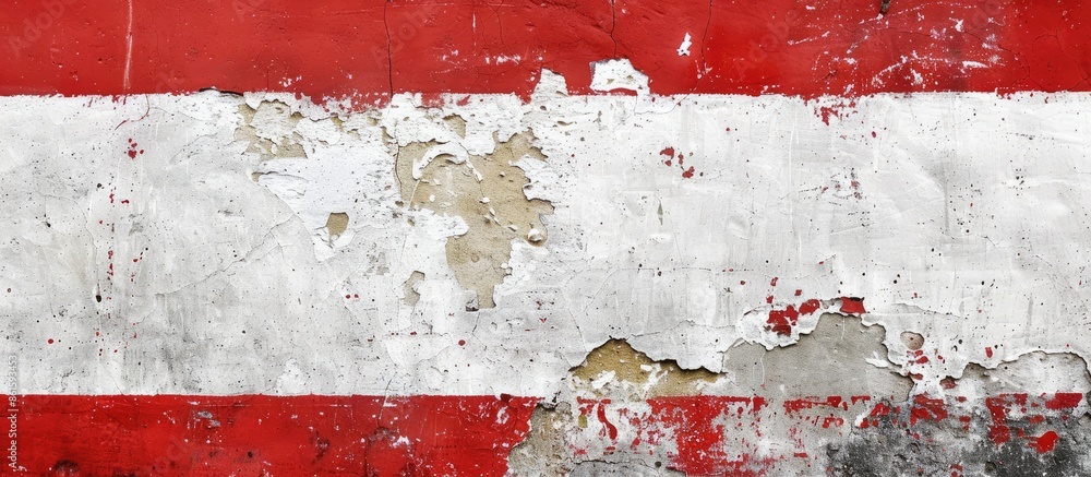 Poster a textured background featuring a white and red distressed concrete wall with copy space image avail