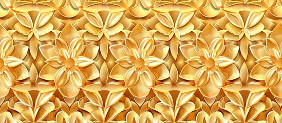 Obraz premium Seamless abstract geometric floral surface pattern golden color with symmetrical form repeating horizontally and vertically. Use for fashion design, home decoration, wallpapers and gift packages