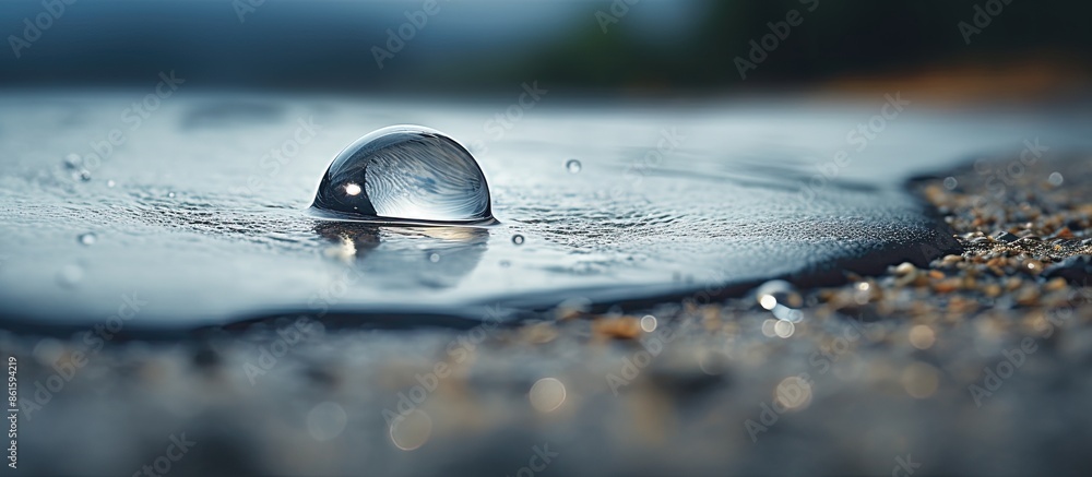 Poster Close-up of a water droplet on a concrete surface with copy space image available.