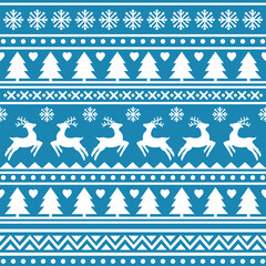 Seamless Scandinavian pattern for Christmas and New Year for winter hat, ugly sweater, jumper, paper or other designs.