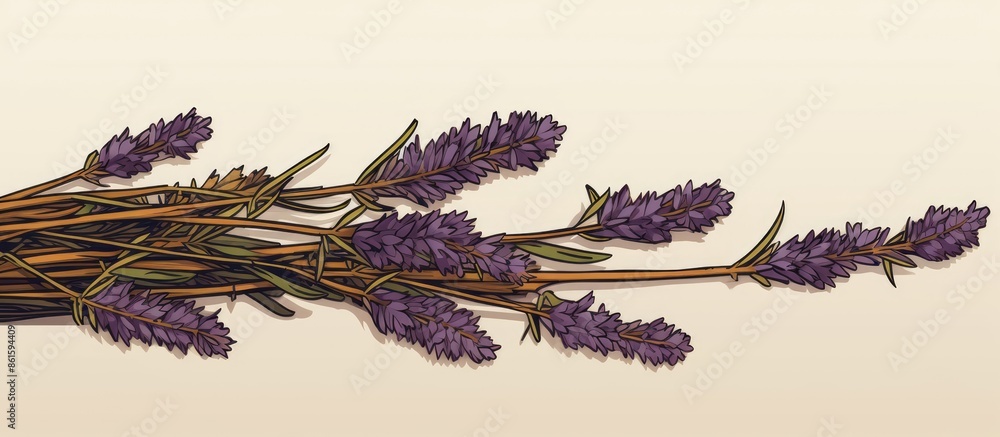 Poster a cluster of dried lavender on a blank surface with room for text or graphics. top-down perspective 