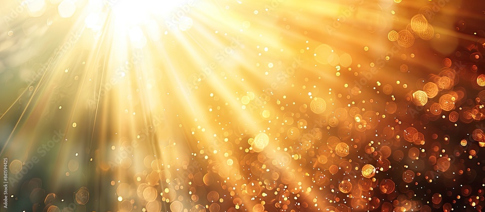 Poster sunlight with bright explosion, flare effect with rays of light and magic sparkles, sun rays, white 