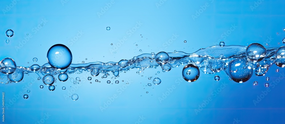 Fototapete a vivid blue backdrop with splashing bubbles enhancing the copy space image.