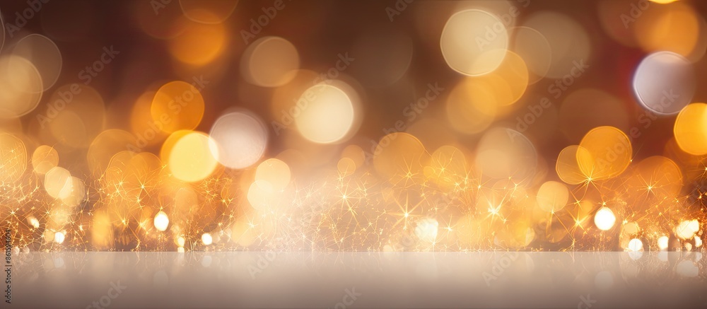 Poster High-quality photo of a holiday glowing backdrop with defocused blinking lights and blurred bokeh creating a festive atmosphere, providing ample copy space image.