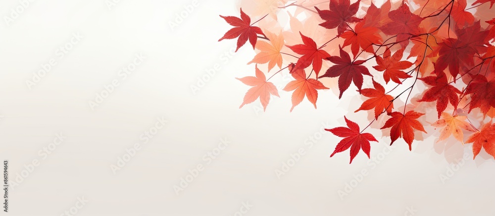 Poster autumn maple leaves against a light backdrop with copy space image.