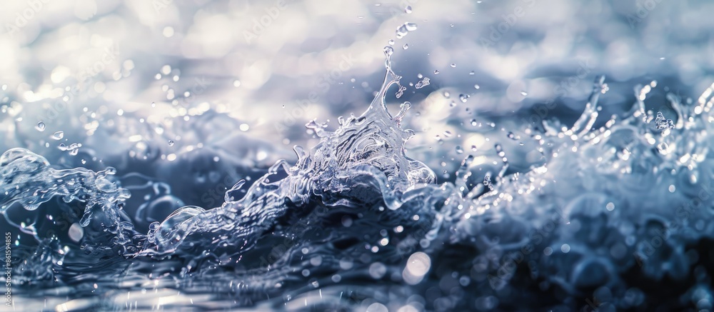 Poster river water wave with splashes as a wallpaper with background and copy space image.
