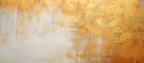 Obraz premium Textured golden acrylic painting backdrop with copy space image.