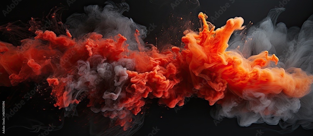 Aufkleber Capture the dynamic freeze frame of black powder exploding or dispersing against a backdrop, creating an abstract and visually striking copy space image.