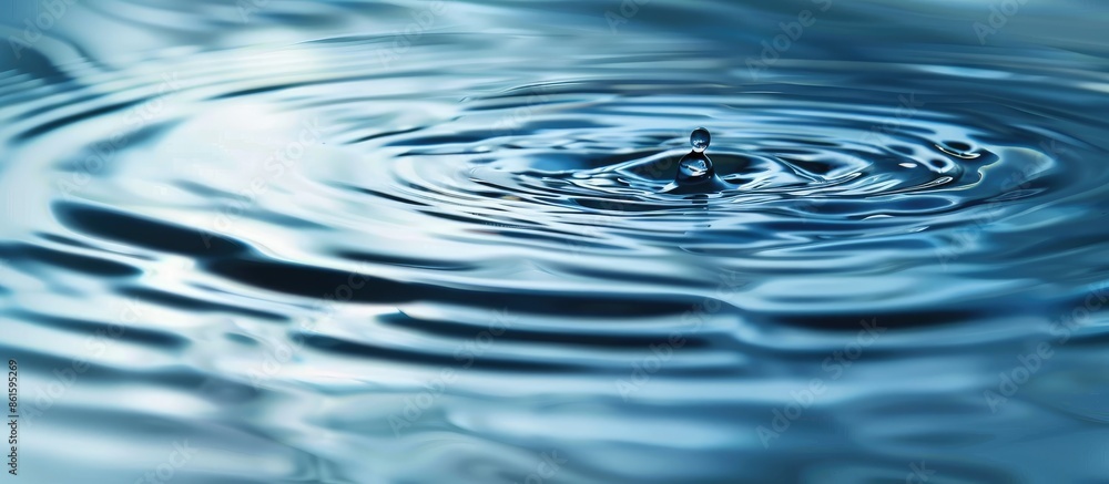 Poster water cascades over rippled surface, creating an abstract background with a copy space image.