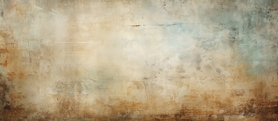 Fototapeta premium Wide panoramic background with grunge stains, paint blotches, and faded wallpaper design for a vintage look with copy space image.