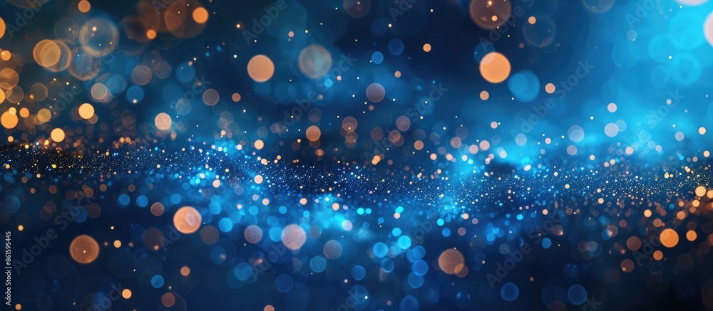Aufkleber Blue particle background with abstract natural bokeh elements providing copy space image.