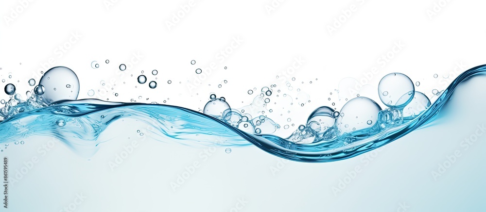 Aufkleber A water wave with bubbles against a white backdrop, featuring ample copy space image.