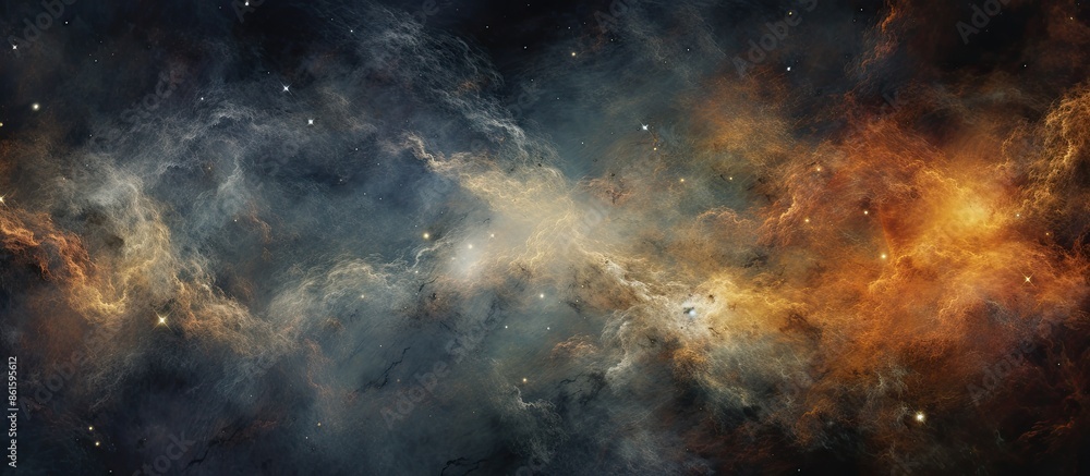 Poster Artistic depiction of the universe on textured mulberry paper with copy space image.