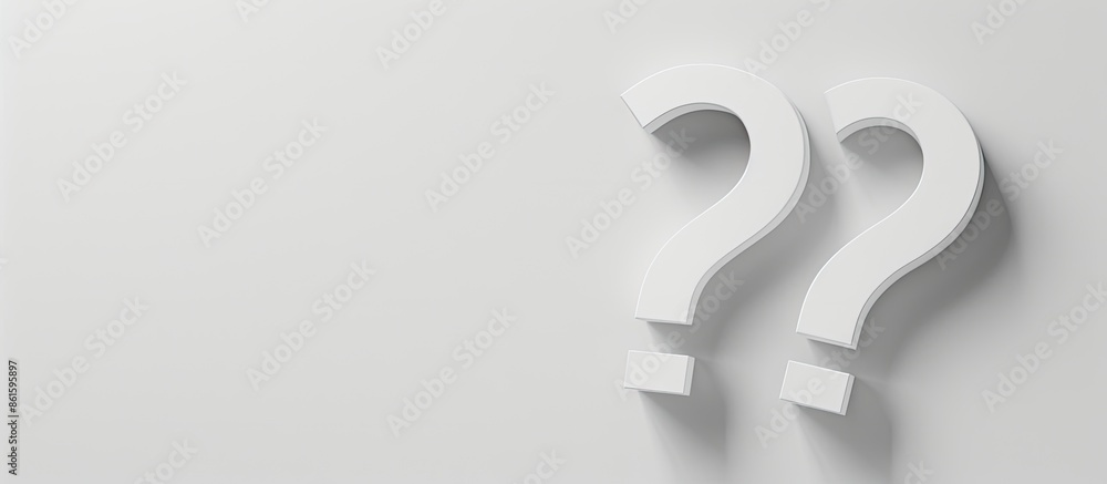 Poster White background featuring a design with a prominent question mark and ample space for additional content or an image.