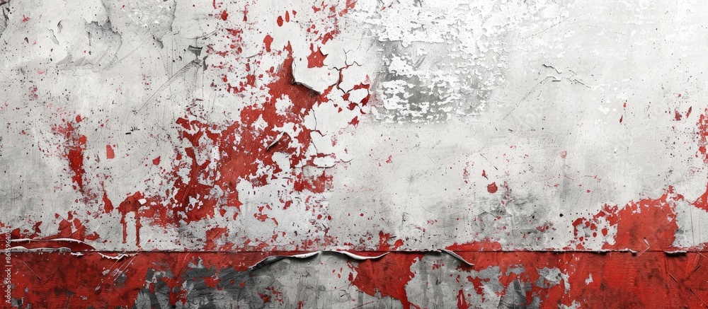 Poster a textured background featuring a white and red distressed concrete wall with copy space image avail
