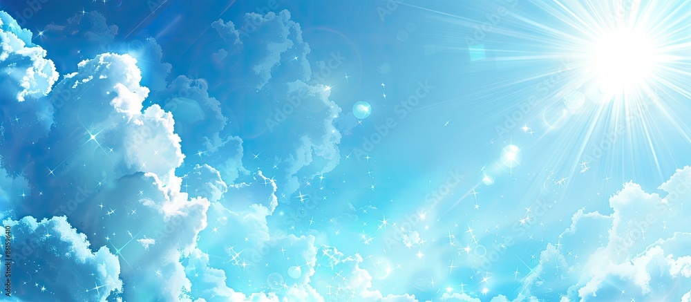 Aufkleber peaceful background - beautiful blue sky with bright sun, heaven. with copy space image. place for a