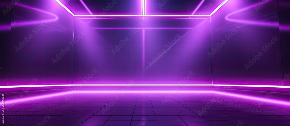 Aufkleber Abstract purple background with neon glow in an empty room with spotlights, ideal for a copy space image.
