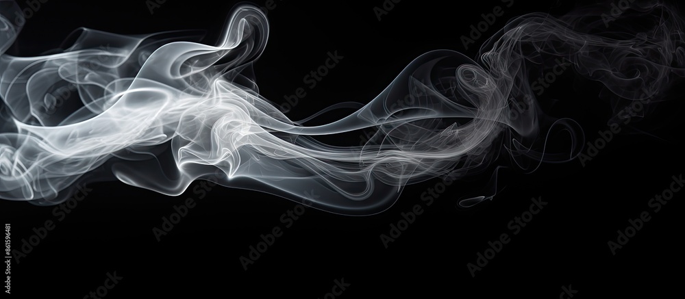 Poster beautiful white smoke in motion against isolated black background with ample copy space image.