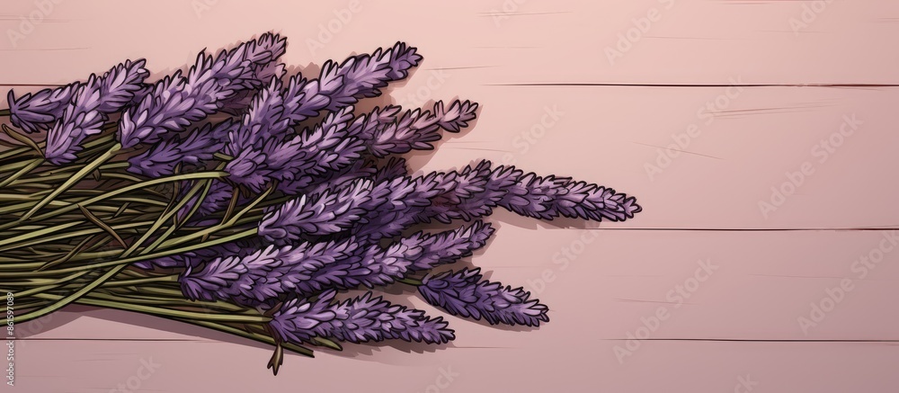 Poster a cluster of dried lavender on a blank surface with room for text or graphics. top-down perspective 