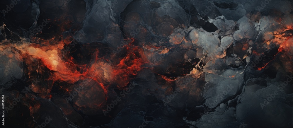 Poster Fluid black abstract art resembling liquid marble with an acrylic and oil painting texture, offering space for text or design work within the high-resolution image. with copy space image