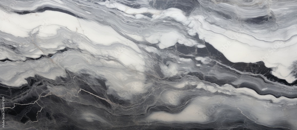 Poster sophisticated marble surface displaying a mix of black, white, and gray hues with copy space image.