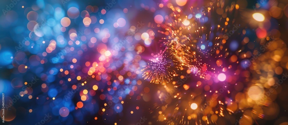 Poster celebrate new year with vibrant fireworks, creating an abstract holiday background with copy space i