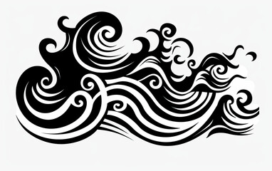 Fototapeta premium A black and white drawing of a wave with a black and white swirl pattern
