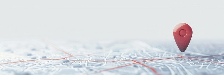 Modern red location pin above city map, ideal for navigation apps, travel services, and location-based businesses. Generative AI