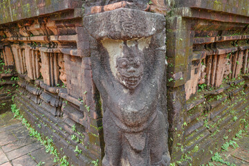 Hoi An, Vietnam - 6 Feb, 2024: Stone carvings at the ancient My Son Hindu temple, Champa kingdom,...
