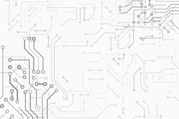 Computer circuit board texture. Technology pattern. Abstract illustration of silicon chip. Digital tech background in white and gray colors.