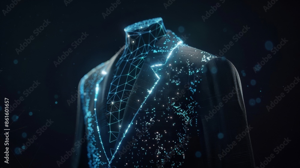 Poster a suit jacket with embedded haptic technology that provides subtle vibrations to remind the wearer t