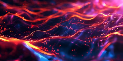 Digital Gaming Waves Futuristic gaming background with flowing digital waves, glowing elements, and a sense of motion and excitement. 