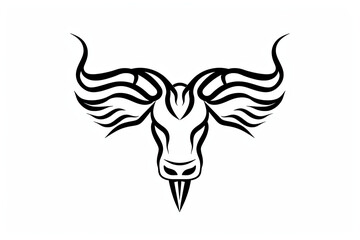 Fototapeta premium A black and white drawing of a goat with horns
