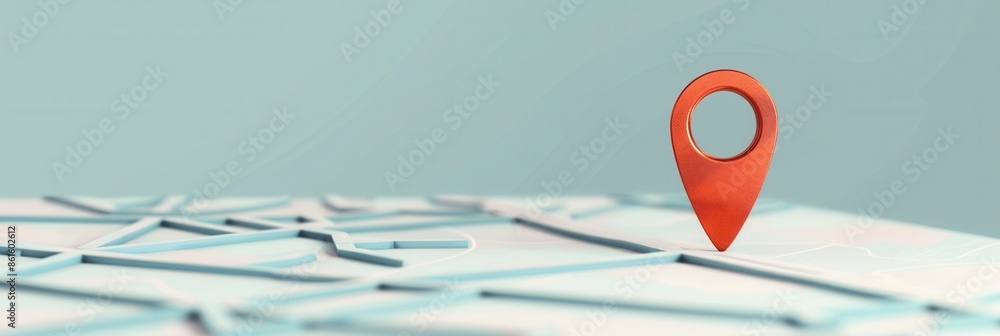 Aufkleber a simple, clean image featuring a red location pin on a minimalist, modern map background, ideal for
