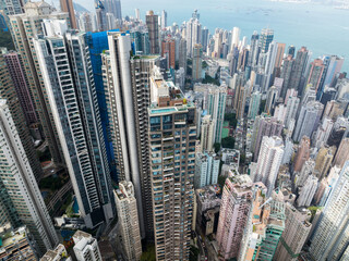 Top view of Hong Kong in central district