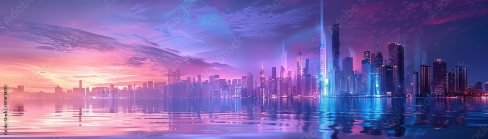 Wall mural Modern futuristic abstract of minimalistic cityscape