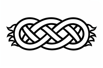 Fototapeta premium A black and white design of a knot with a flame on the right side