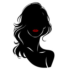 woman silhouette with long hair in black