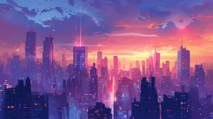 Obraz premium Modern futuristic abstract of minimalistic cityscape