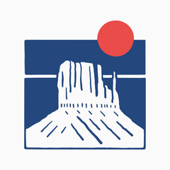 The monument valley in Utah vintage vector t shirt badge patch sticker illustration