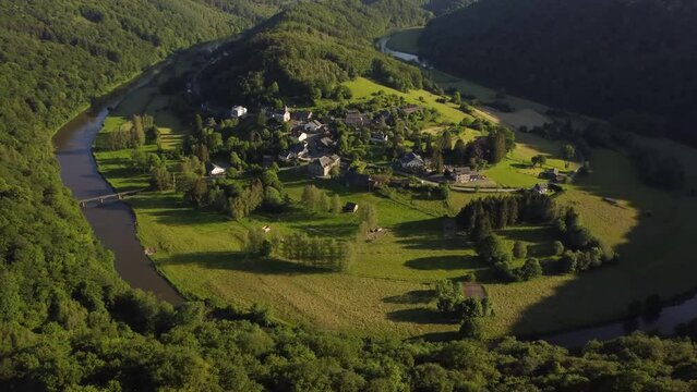 Aerial View of Frahan, Rochehaut: A Verdant Valley Oasis