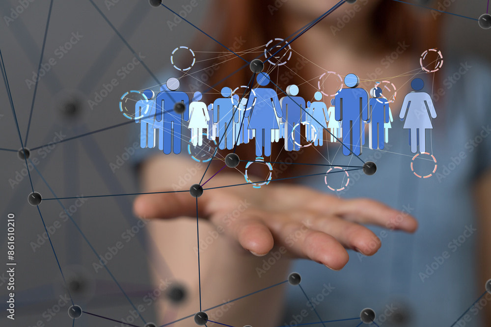 Poster Global network. Blockchain. 3D illustration. Neural networks and artificial intelligence. Abstract  3d