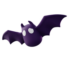 Cute Halloween Bat with White Eyes and Dark Purple Wings on a Transparent Background, Perfect for Halloween Decorations and Spooky Festive Designs