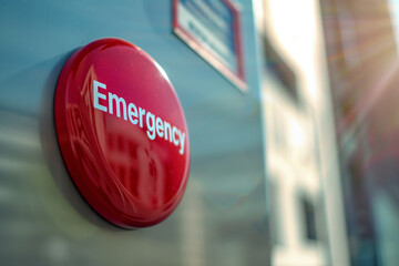 A clear view of a red emergency button designed to stand out, ensuring immediate recognition and use in critical situations.