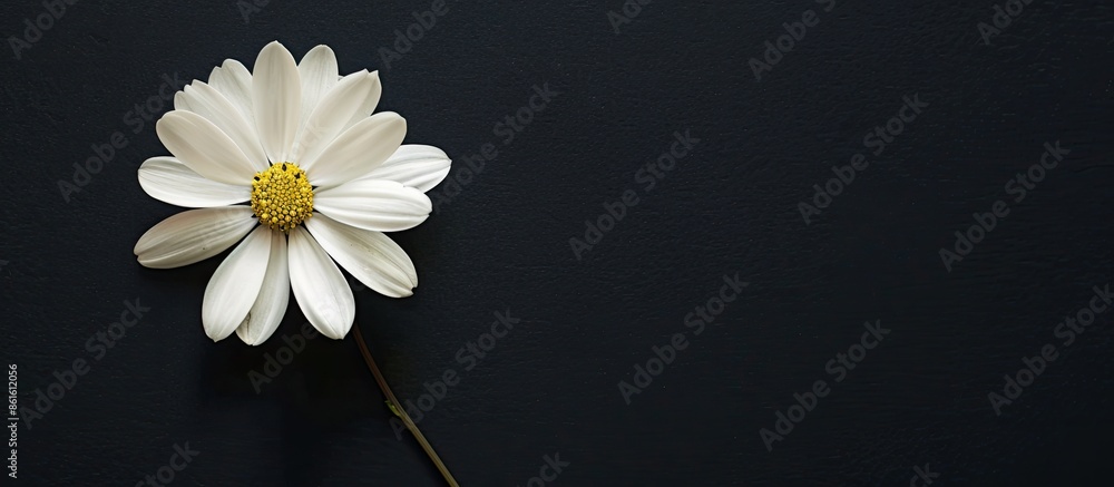 Fototapete delicate flower on a black background. view above. copy space image. place for adding text or design