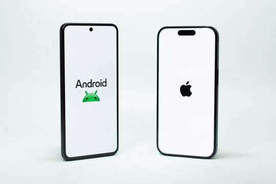 The Pixel made by Google and the iPhone made by Apple. Android and iPhone.